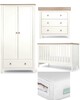 Keswick 4 Piece Cotbed Set with Dresser Changer, Wardrobe & Premium Dual Core Mattress